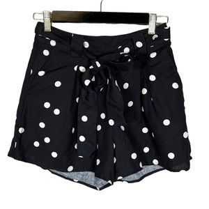 Moon River Polka Dot Linen High Waist Short